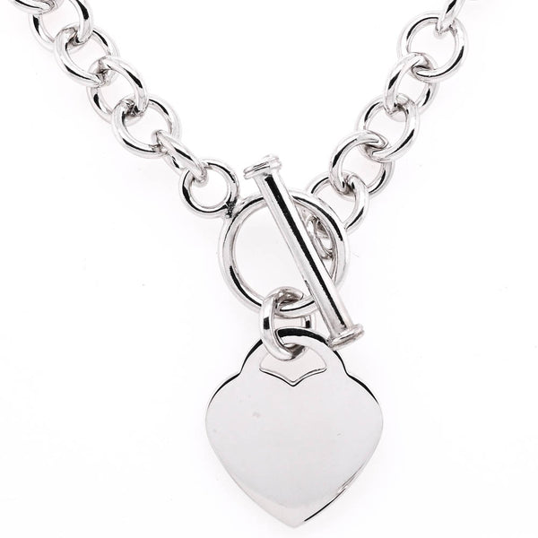 graziella Sterling Silver 18" Heart Charm Toggle Necklae. Heart Dimensions: