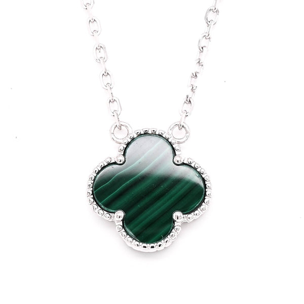 graziella Sterling Silver 18" Malachite Flower Necklace