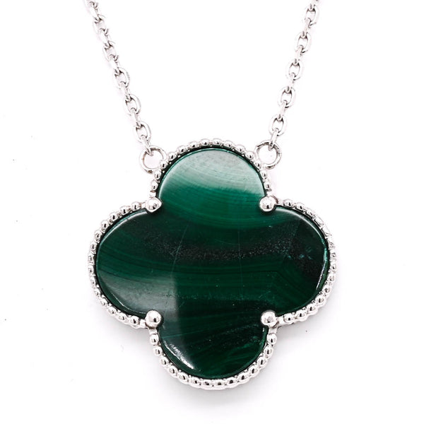 graziella Sterling Silver 18" Malachite Flower Necklace
