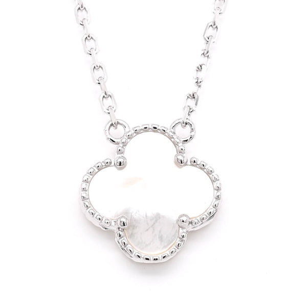 graziella Sterling Silver 18" Mother of Pearl Flower Necklace