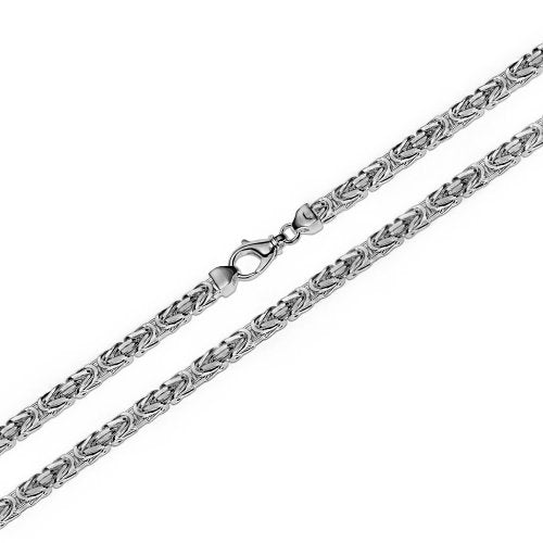 graziella Sterling Silver 22" 4.4mm Fancy Byzantine Chain