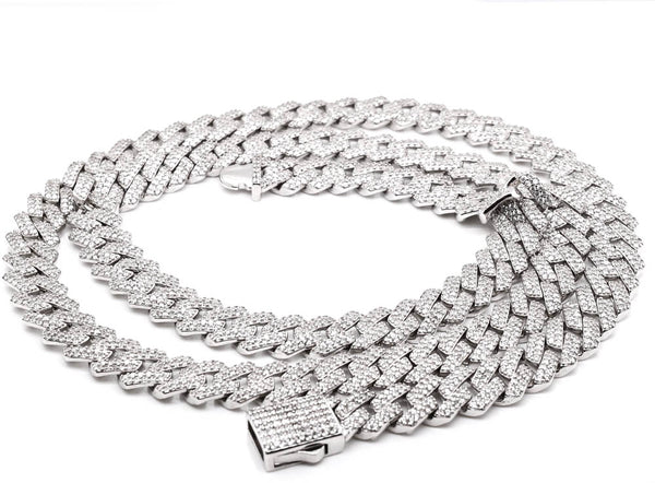 graziella Sterling Silver 22"6.50MM C.Z Link Chain Necklace