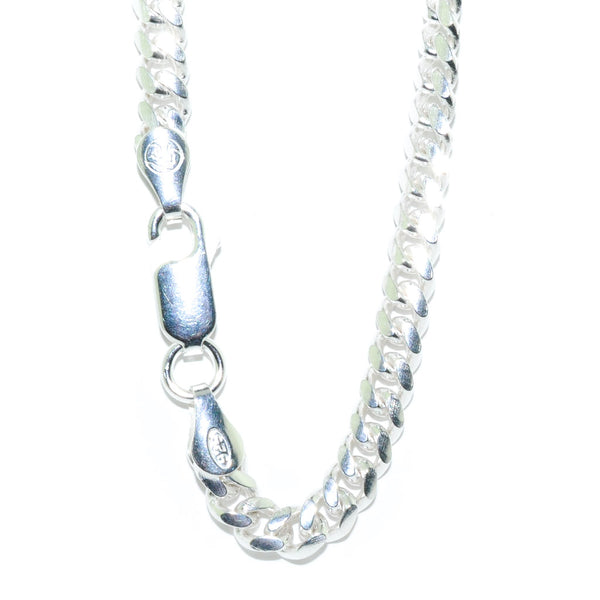 graziella Sterling Silver 22" 7.5MM Cuban Link Chain