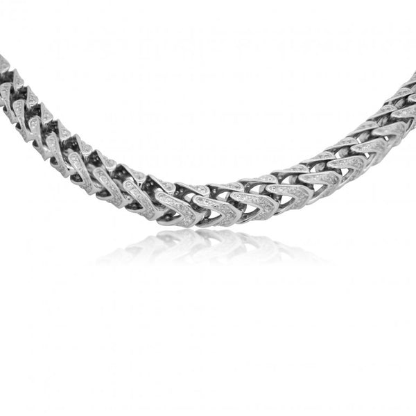 graziella Sterling Silver 26" 5.4mm HipHop CZ Pave Set Franco Chain