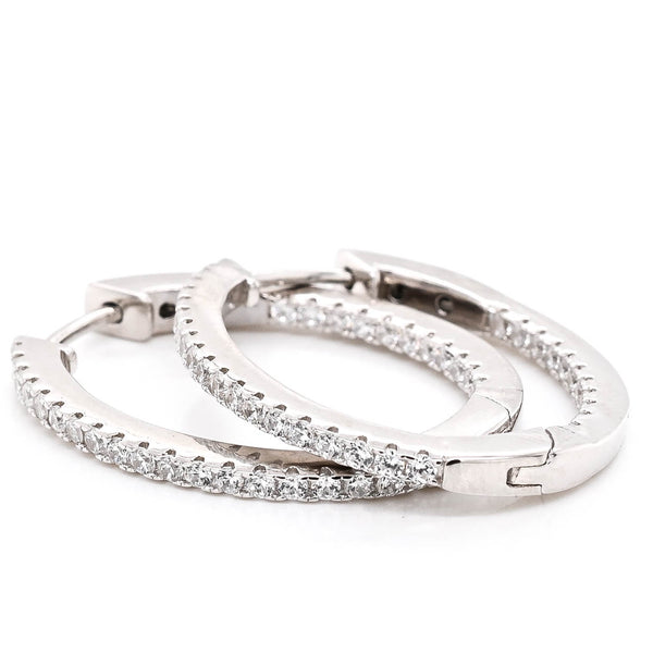 graziella Sterling Silver 27x22mm C.Z Oval Hoop Earrings