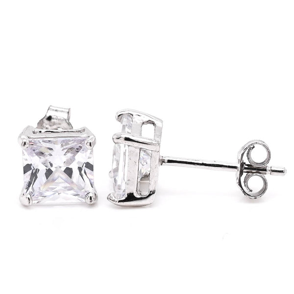 graziella Sterling Silver 6mm Princess Cut C.Z Stud Earrings graziella Sterling Silver 6mm Princess Cut C.Z Stud Earrings