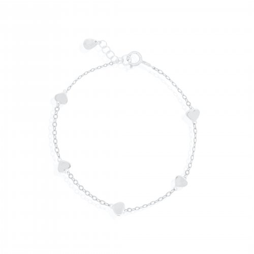 graziella Sterling Silver 7.25" Heart by the Yard Bracelet