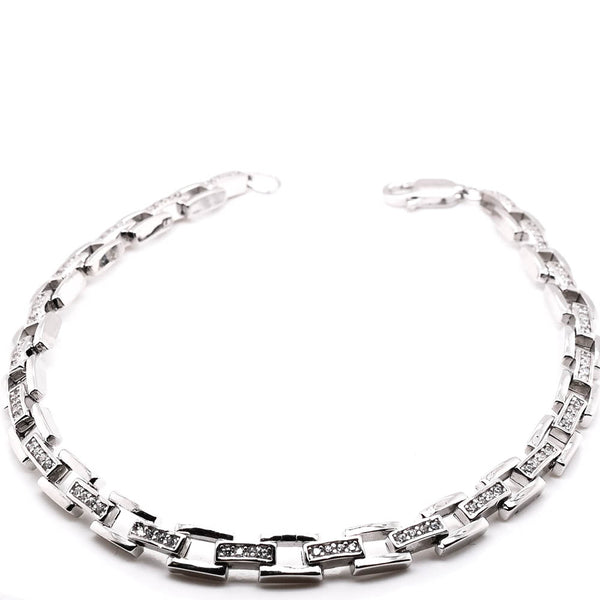 graziella Sterling Silver 7.75" 5.5mm C.Z Link Bracelet