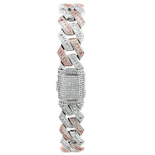graziella Sterling silver 8.25 15mm C.Z Cuban Link Bracelet