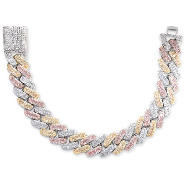 graziella Sterling silver 8.25 15mm C.Z Cuban Link Bracelet