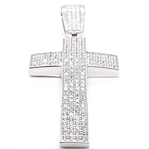 graziella Sterling Silver 89x39mm C.Z Cross Pendant