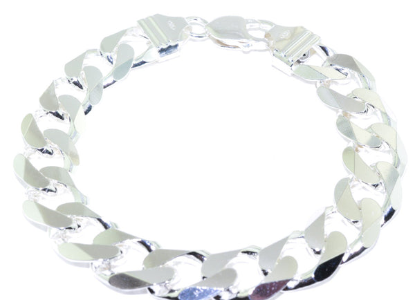 graziella Sterling Silver 9" 11.5mm Heavy Curb Link Bracelet
