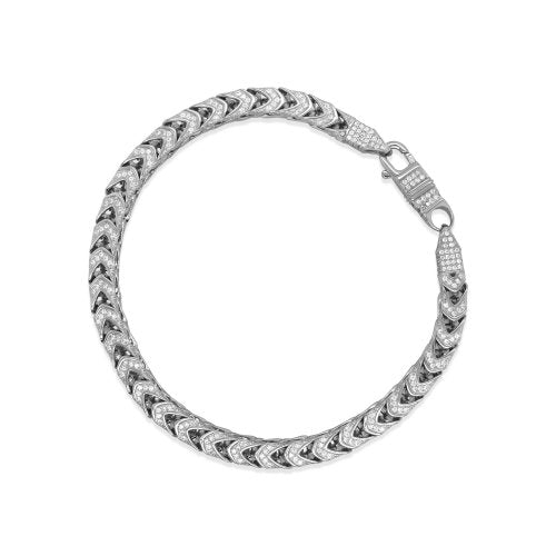 graziella Sterling Silver 9" 5.5mm CZ Pave Franco Tennis Bracelet