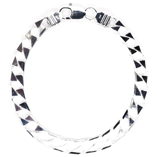 graziella Sterling Silver 9" 7.5mm Flat Curb Link Chain Bracelet