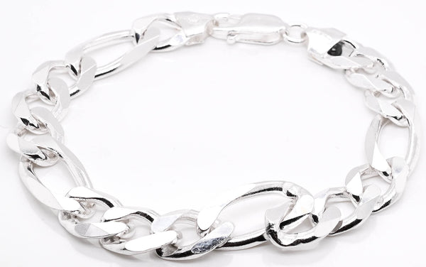 graziella Sterling Silver 9" 9.5mm Figaro Link Bracelet
