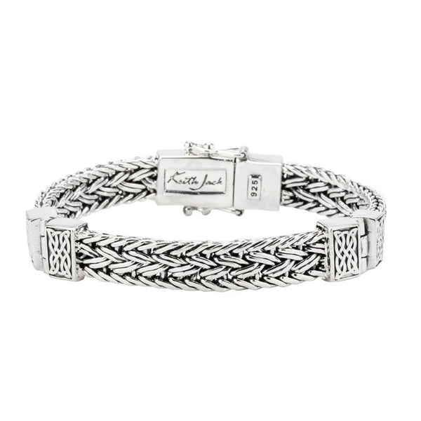 graziella Sterling Silver 9" Dragon Weave Eternity Hinged Bracelet