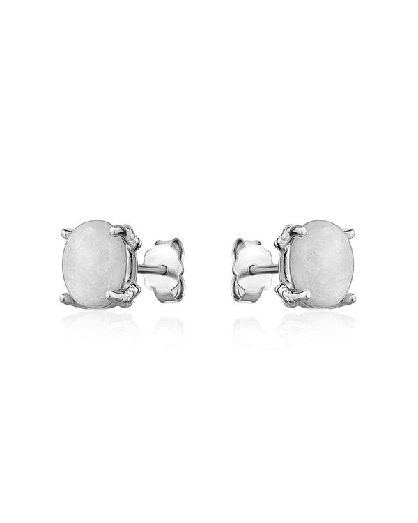 graziella Sterling silver 9x7mm Moonstone Stud Earrings