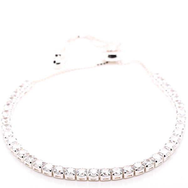 graziella Sterling Silver C.Z Adjustable Bolo Bracelet