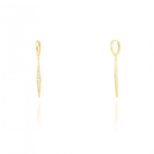 graziella Sterling Silver CZ Spiked Drop Huggies Earrings