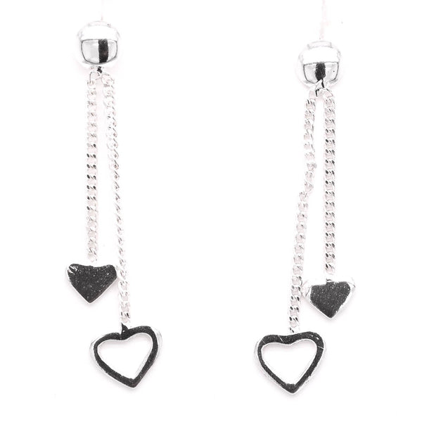 graziella Sterling Silver Double Heart Drop Earrings