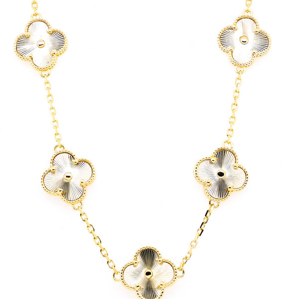 graziella Sterling Silver Gold Plated 18" Multi Clover Necklace