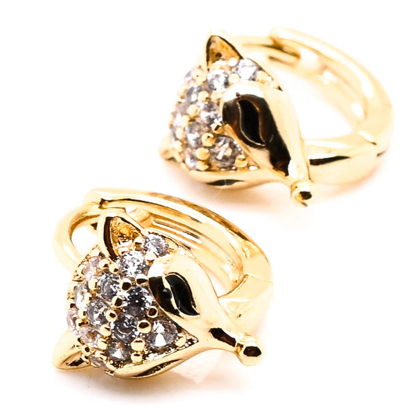 graziella Sterling silver Gold Tone 12mm C.Z Huggie Earrings