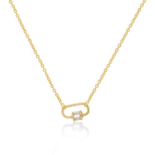 graziella Sterling Silver Gold Tone 16" C.Z Lock Necklace