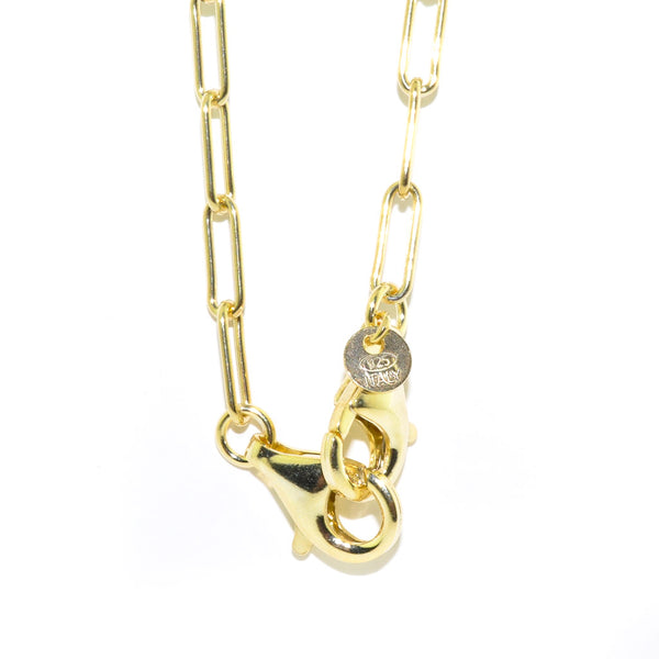 graziella Sterling Silver Gold Tone 22" Paperclip Face Mask Chain