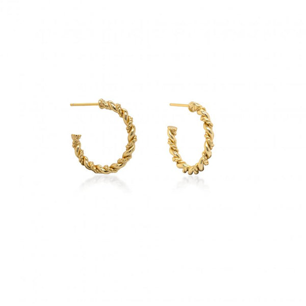 graziella Sterling Silver Gold Tone Rope 21mm Twist Hoop Earrings