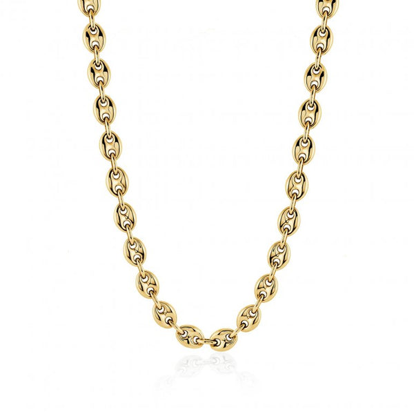 graziella Sterling Silver Gold Vermeil 18" 7.8mm Puffed Mariner Link Chain
