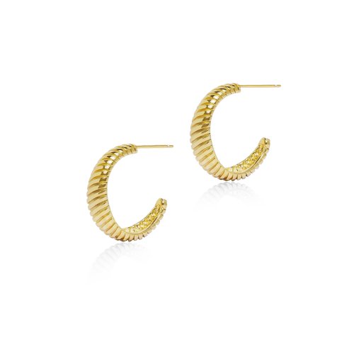 graziella Sterling Silver Gold Vermeil 23mm x 22mm Croissant Hoop Earrings