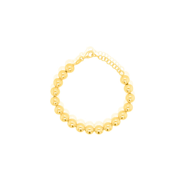 Graziella Sterling Silver Gold Vermeil 7.5"  8mm Bead Bracelet