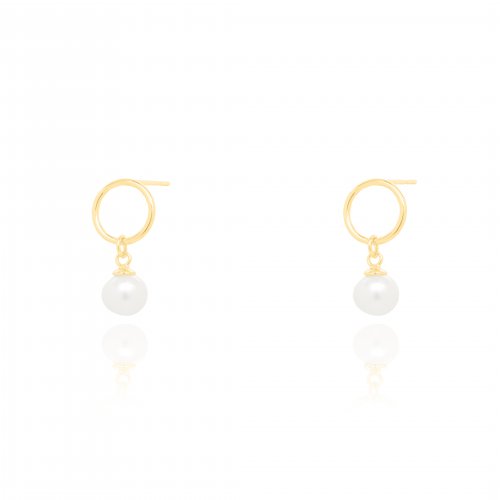 graziella Sterling Silver Gold Vermeil Pearl Drop Stud Earrings