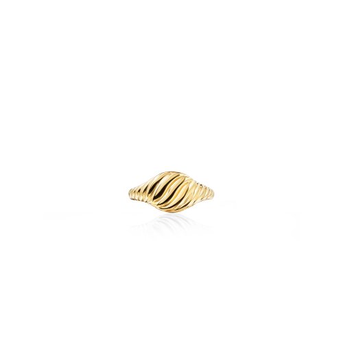 graziella Sterling Silver Gold Vermeil Puffed Croissant Signet Ring