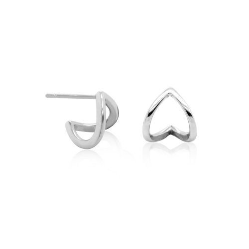 graziella Sterling Silver Open Leaf Ear Cuff Stud Earring