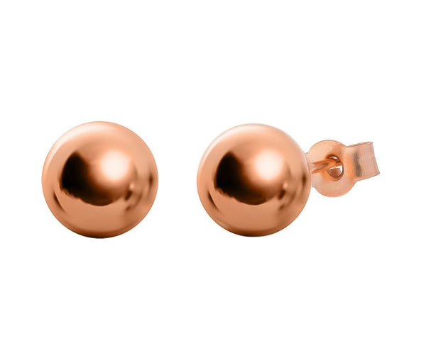 graziella Sterling Silver Rose Tone 8mm Ball Stud Earrings