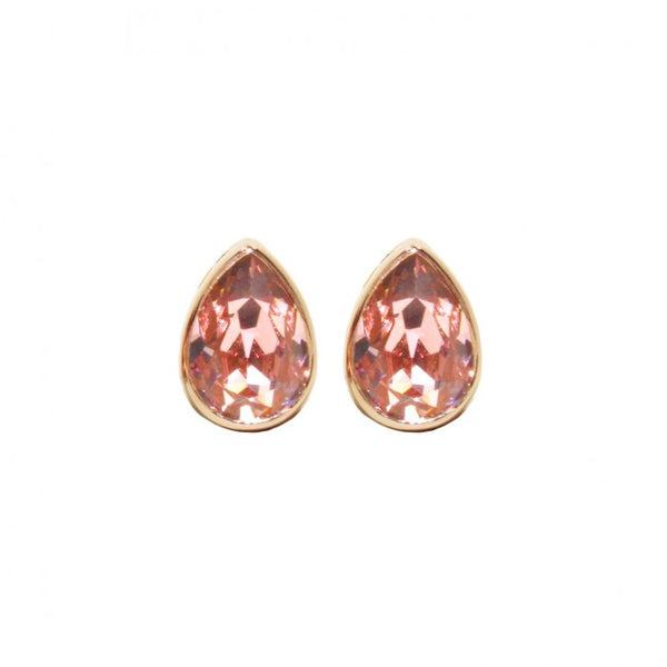 graziella Sterling Silver Rose Tone Simulated Morganite Pear Shape Stud Earrings