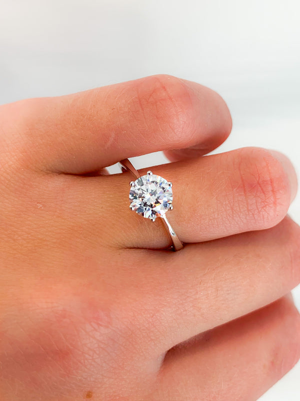 Graziella Sterling Silver Round Brilliant C.Z Solitaire Ring