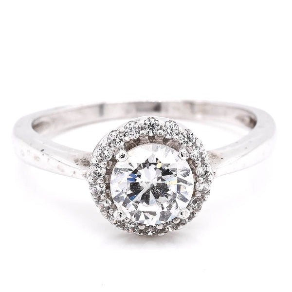 graziella Sterling silver Round Brilliant Halo Set C.Z Ring graziella Sterling silver Round Brilliant Halo Set C.Z Ring
