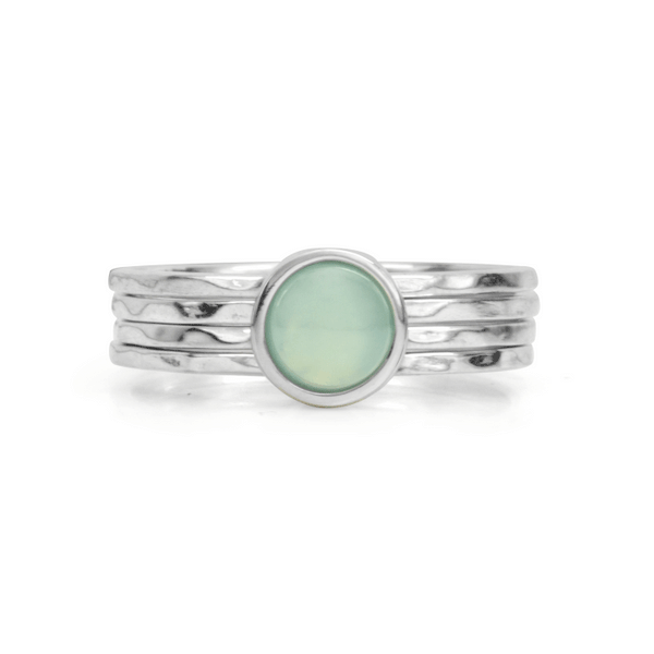 graziella Still Meditation Ring Still MR6601 Sterling Silver and Blue Chalcedony. Size 8