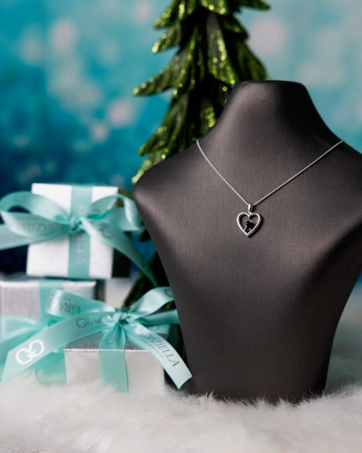Graziella Stocking Stuffer 2024 Sterling Silver 18" 0.50CT Oval Shape Blue Sapphire Heart Necklace