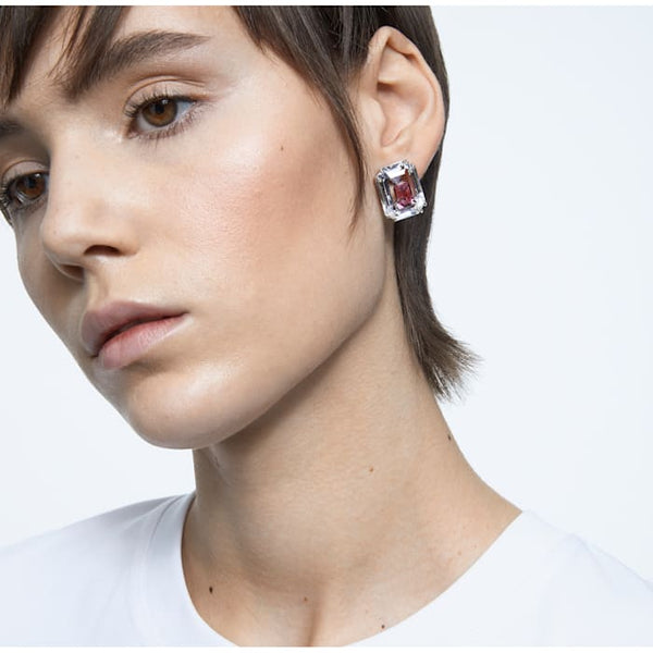 Graziella Swarovski Chroma Earrings Pink Rhodium Plated
