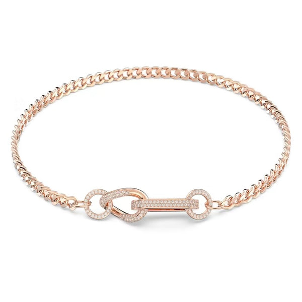graziella Swarovski Dextera necklace Pavé Mixed links White Rose gold-tone plated