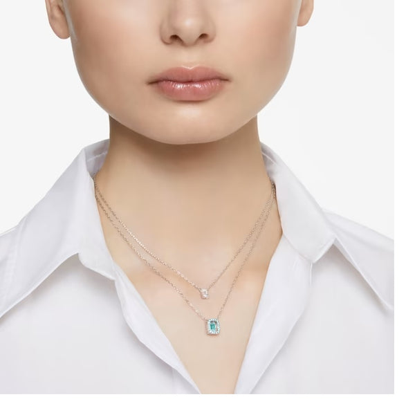 Graziella Swarovski Millenia Layered Necklace Octagon Cut Rhodium Plated