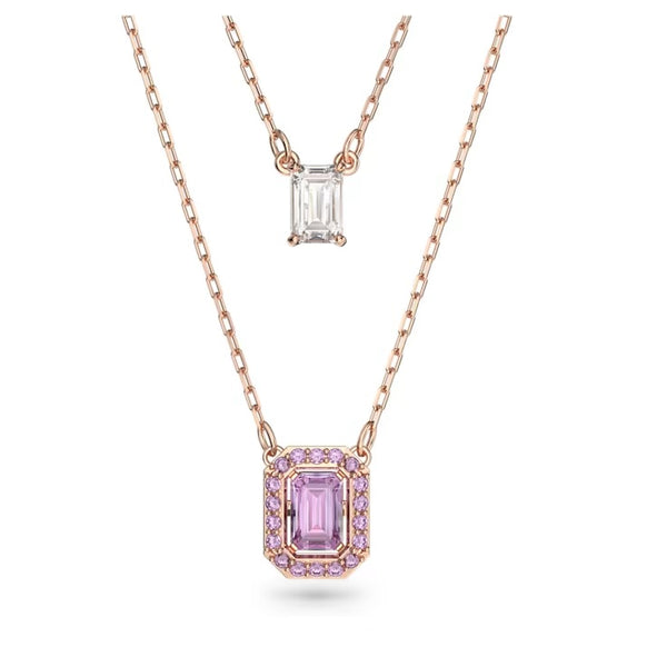 graziella Swarovski Millenia layered necklace Octagon cut Rose gold-tone plated
