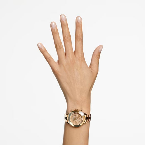 Graziella Swarovski Octea Lux Sport Watch Metal Bracelet Brown Gold-tone Finish