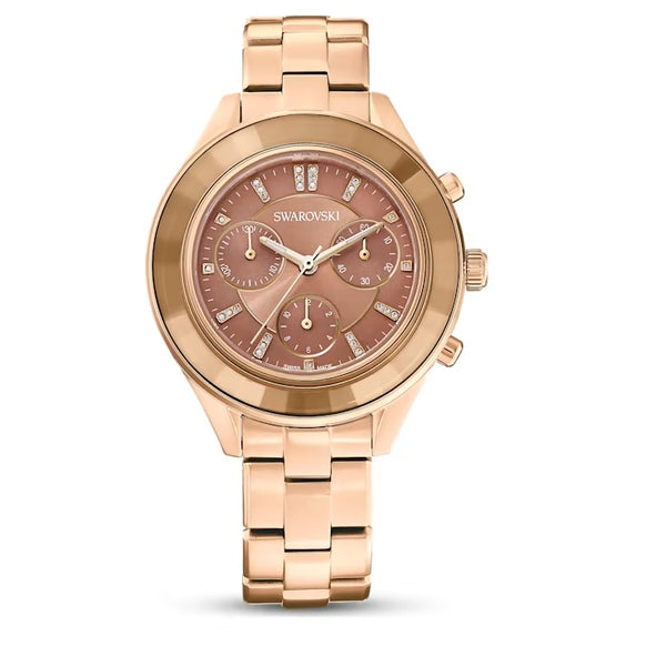 graziella Swarovski Octea Lux Sport watch Metal bracelet Brown Gold-tone finish