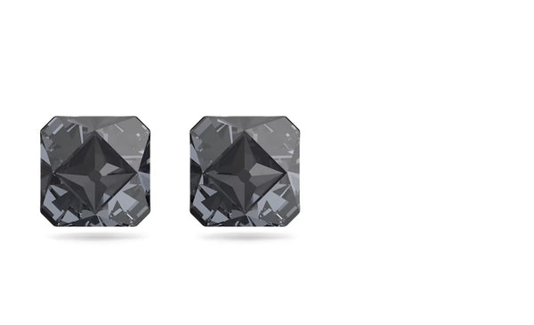 graziella Swarovski Ortyx stud earrings Pyramid cut Grey Ruthenium plated