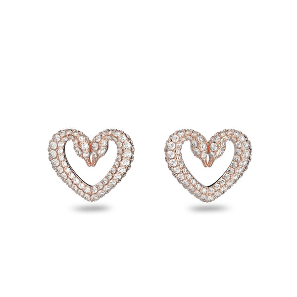 graziella Swarovski Una stud earrings Heart Small White Rose gold-tone plated