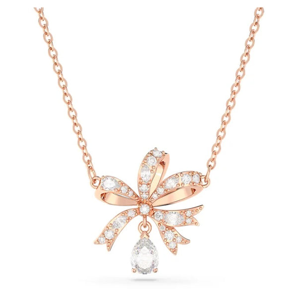 graziella Swarovski Volta necklace Bow Small White Rose gold-tone plated